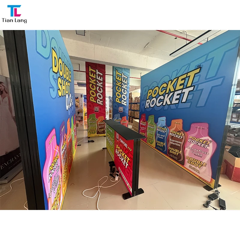 Vlastní M-serie Systém Snadno sestavitelná Aluminiová Svítivá krabice Osvětlená Výstavní stojan Výstavní oddělovací stěny