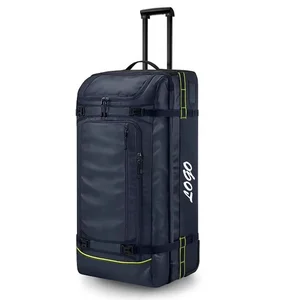 Custom PVC Tarpaulin Wheeled Duffel Luggage with Rollers TPU Large Camp Waterproof Rolling Trolley Sports Gym Travel Duffle Bag