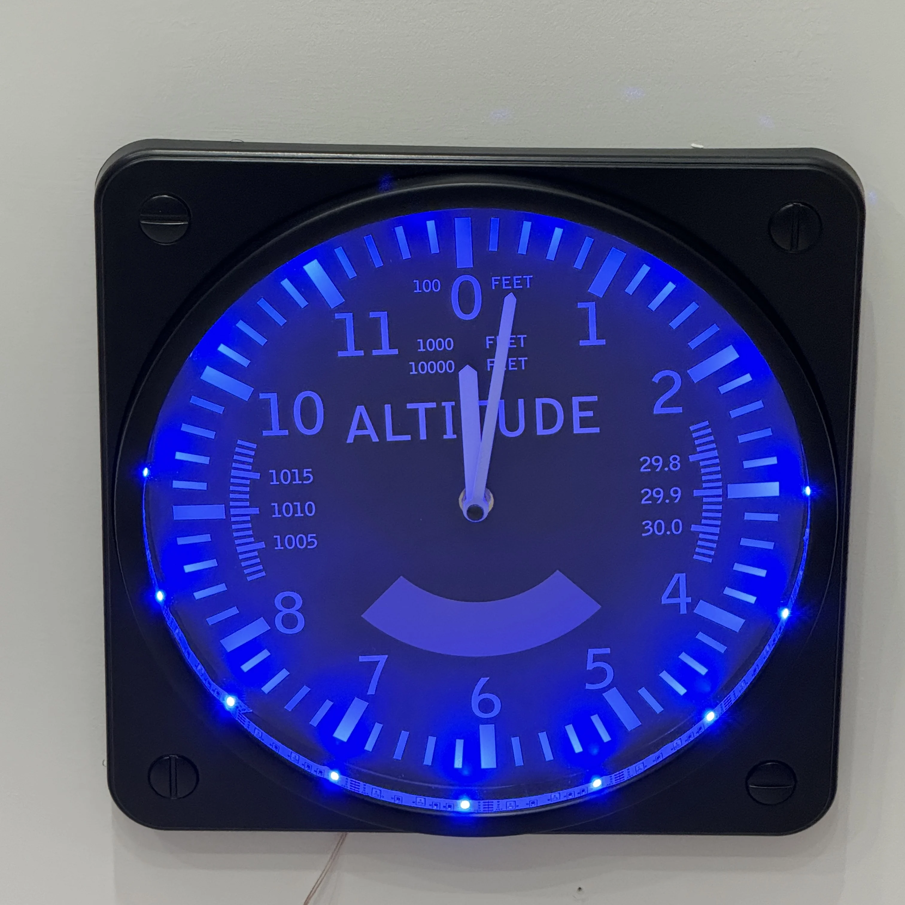 RGB Colorful LED Light Changing Wall Clock Altitude  Altimeter Air Speed Tracking Pilot Air Plane Altitude Measurement