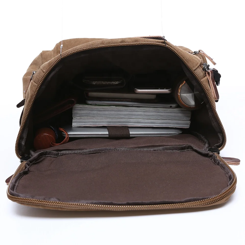 ZUOLUNDUO High Capacity Casual Canvas Travel Backpack Vintage Backpack Men's Backpacks 5 ZUOLUNDUO High Capacity Casual Canvas Travel Backpack Vintage Backpack Men's Backpacks - Image 5