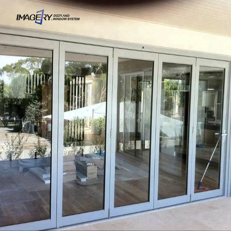 Modern Design Aluminum Folding Doors with Tempered Glass Finished Surface Foldable Windows Screen Alloy Material