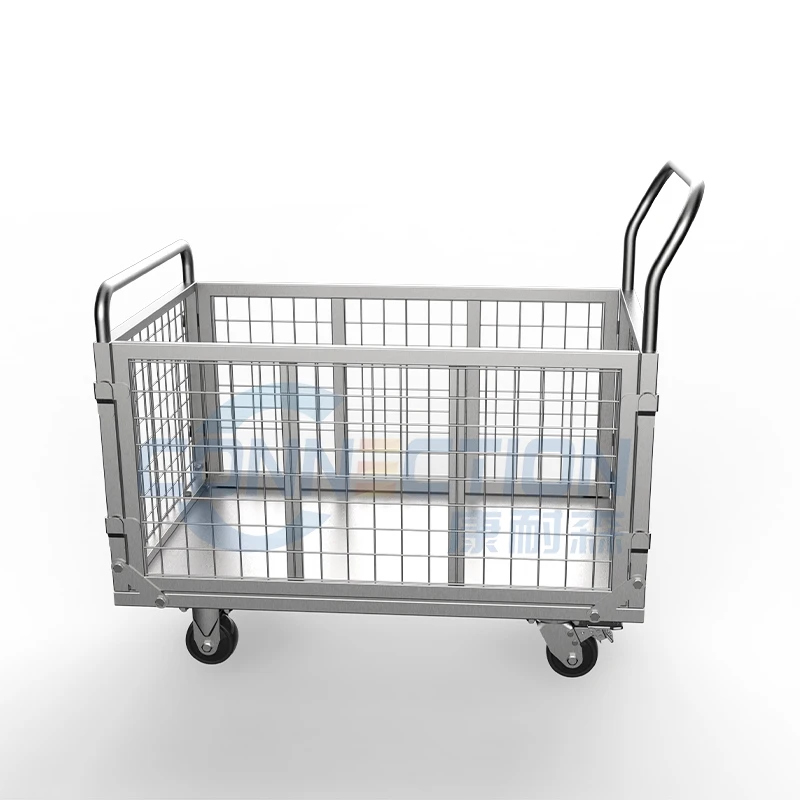 Collapsible Roll Container Push Carts Platform Trolley with Cages 4 in 1 Foldable Cage Cart Dolly Basketball Carts