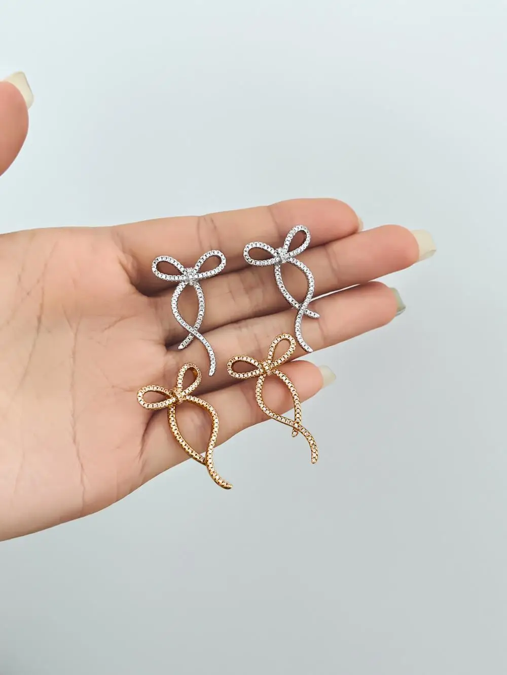 KAKODIY Gold Plated Designer Bow Earrings 925 Sterling Silver Fine Jewelry Earrings detail 1