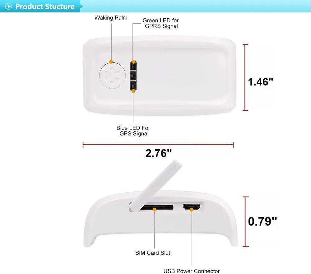 Waterproof Mini GPS Dog Collar Tracking Device Pet Tracker GPS for Dog and Cat
