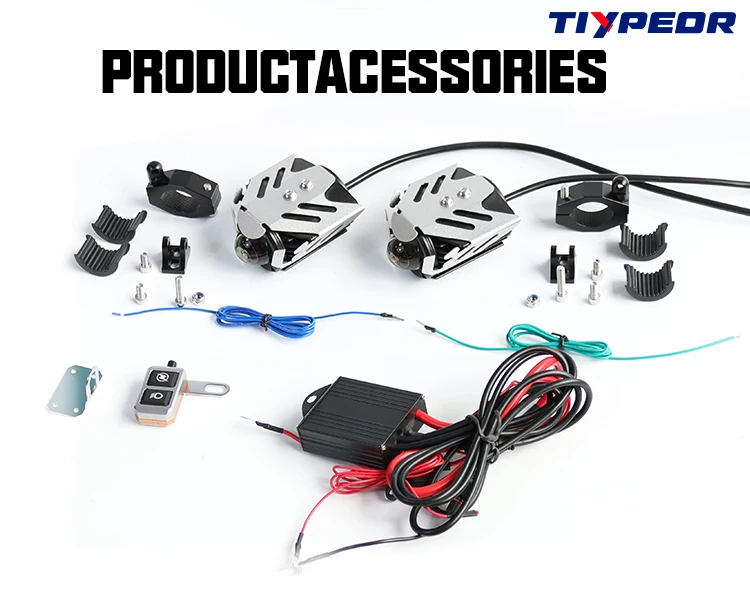 TIYPEOR Wireless Switch Motorcycle Auxiliary Headlight High Power High/Low Beam Super Bright Spotlight Devil Eye For Motorbike factory