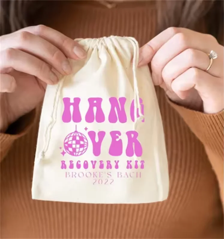 Personalize Customized logo Recycled Natural Canvas Cotton Drawstring Bag Pouch Small Muslin White Cloth Double String Bag supplier