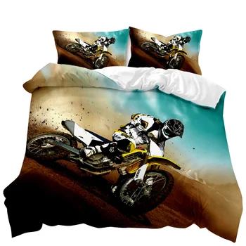 Hot Sale Home Textiles Cool Motorcycle Racing Car 3d Digital Printing Bedding Set Strength