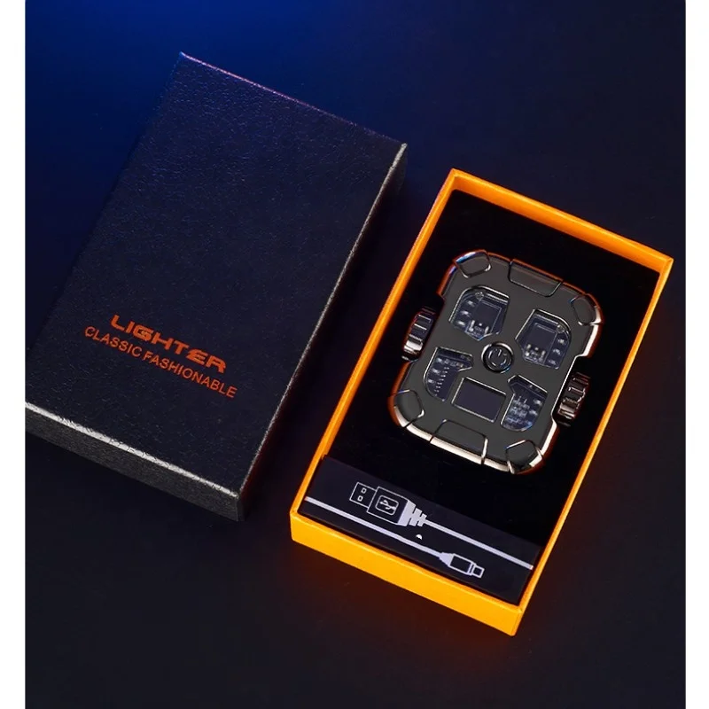 Creative Dual Arc Fidget Spinner Usb Charging Lighter COB Lighting Decompression Gyro Electronic Cigarette Lighter