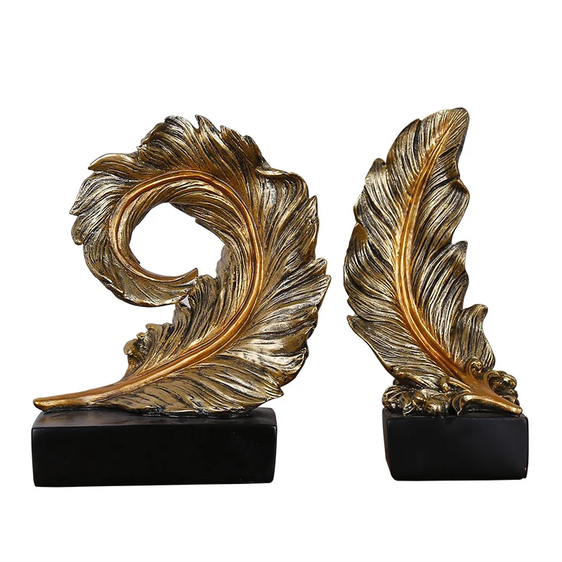 European style TV wine cabinet decoration light luxury resin feather home decoration
