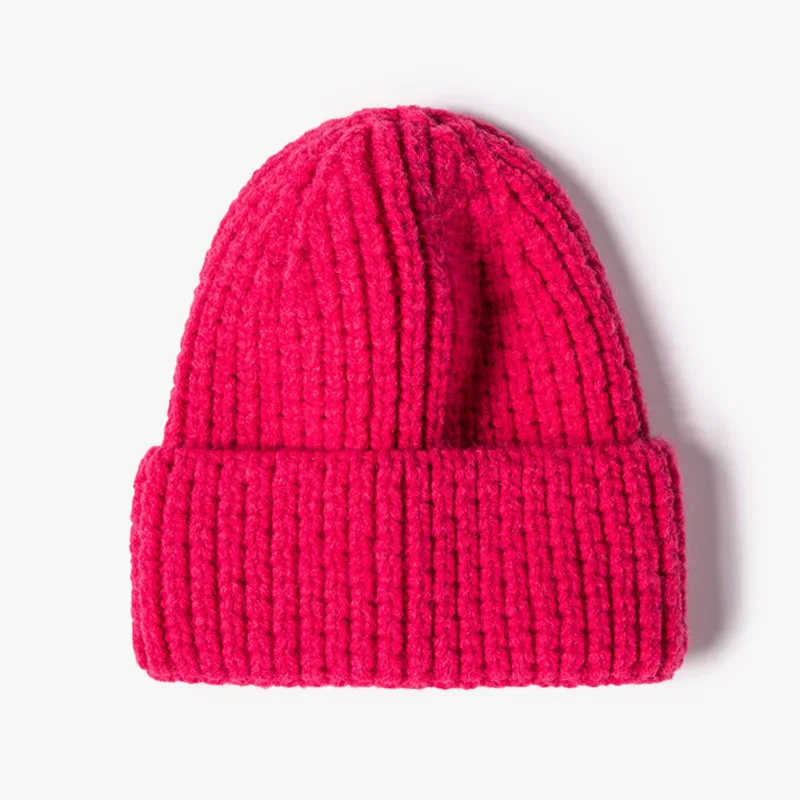 Solid Wool Blend Cozy Soft Warm Ribs Custom Knitted Beanie Winter Hats With Embroidery