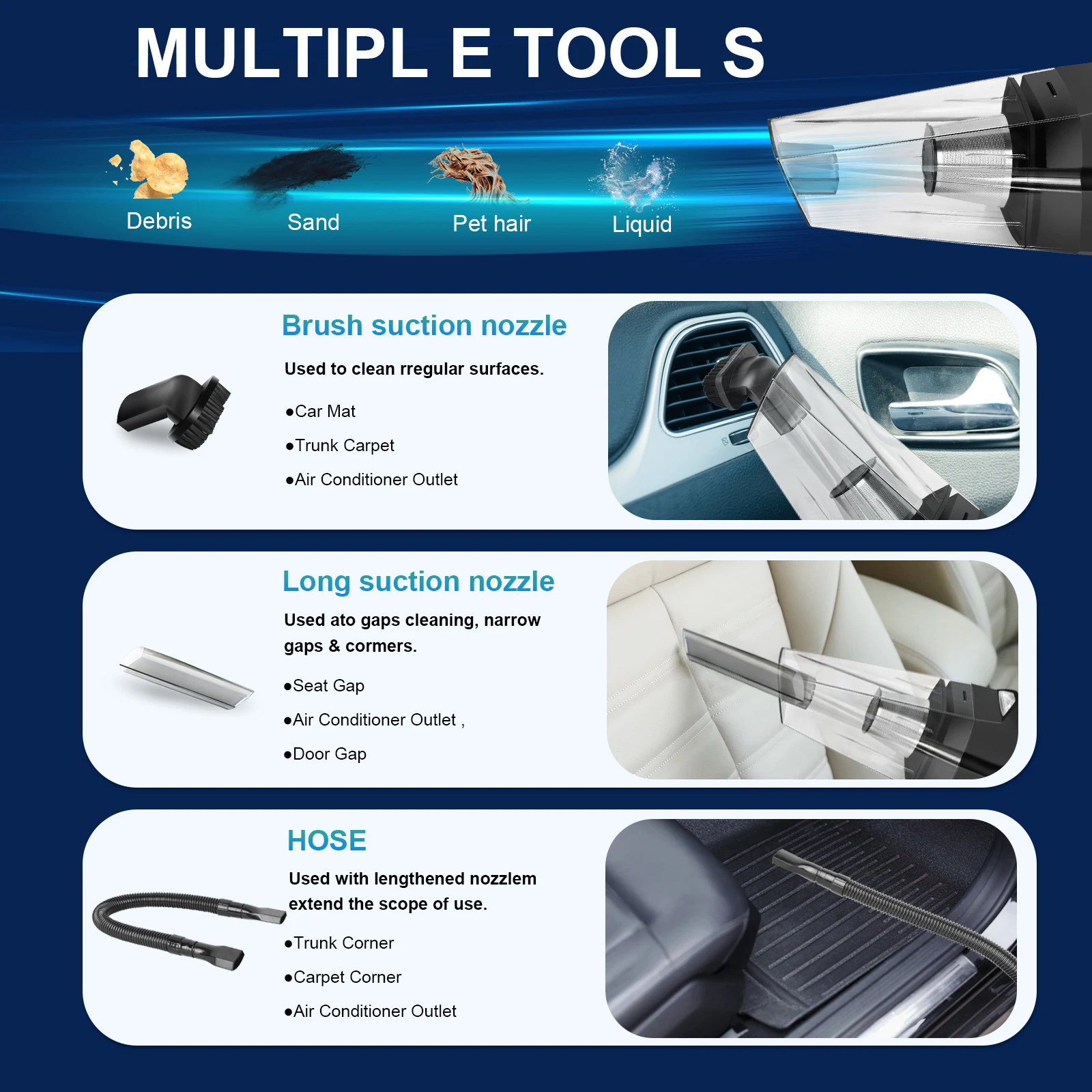 4 в 1 портативный мощный мини-пылесос для мытья автомобиля 12 120 Вт с компрессором