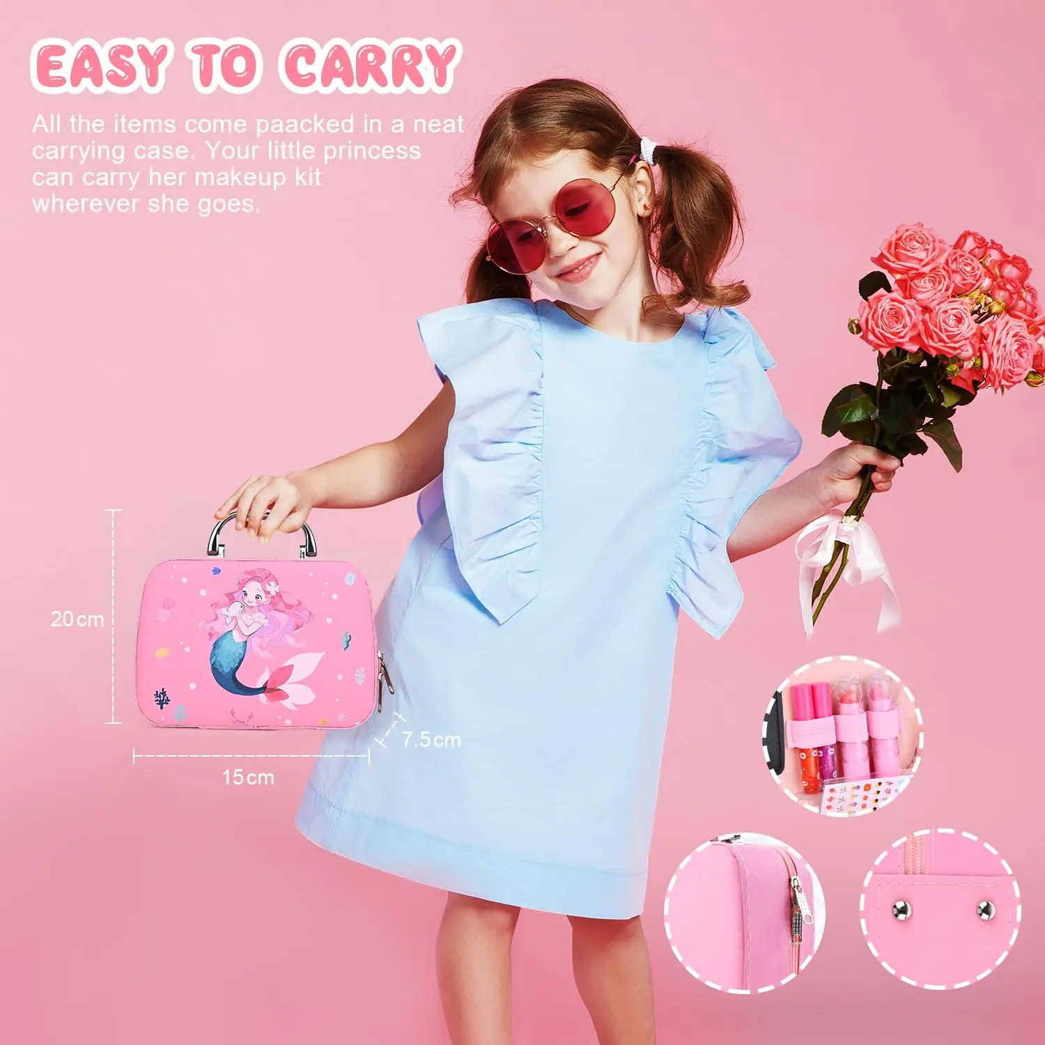 Makeup Kit for Kids Washable, Real Cosmetics for Girls