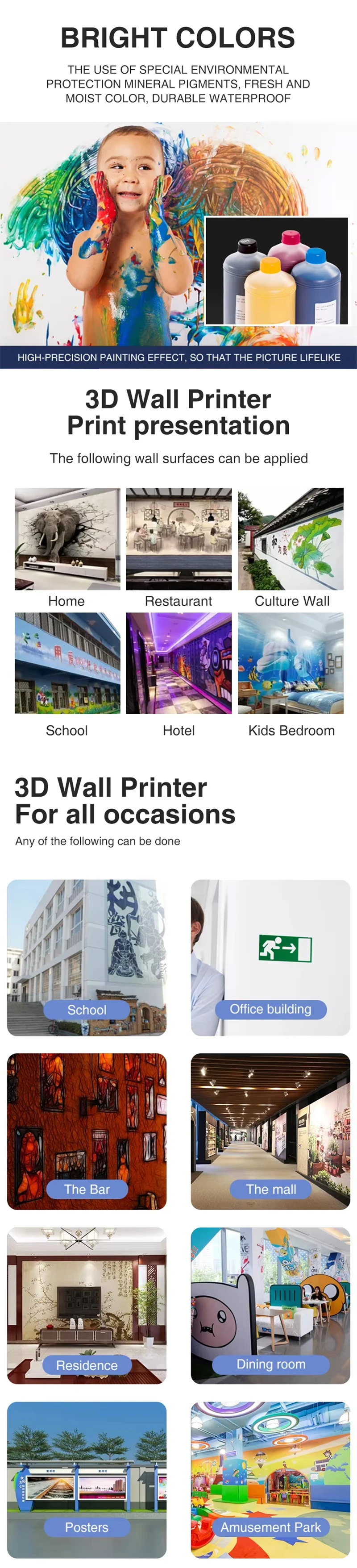 Advanced Wireless Automatic Inkjet Printer Easy Operation Vertical Wall Flatbed Wallpaper Printer