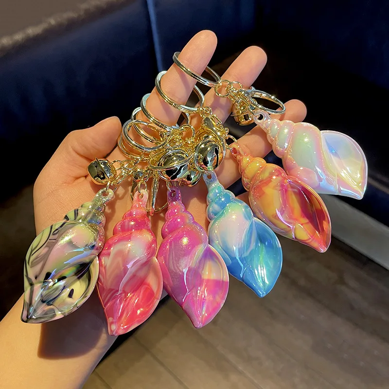 Acrylic Rainbow Color Conch Key Chains - Wholesale Available