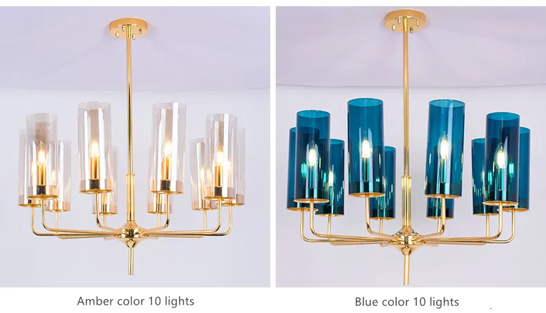 Modern Ceiling chandelier for living room Nordic blue glass blowing chandeliers pendant lights