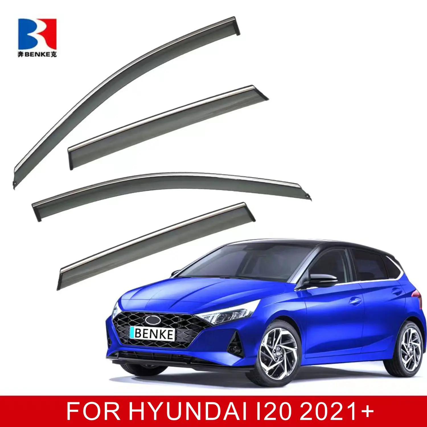 For Hyundai I20 2021 Injection Deflector Pc+stainless Steel Car Windows