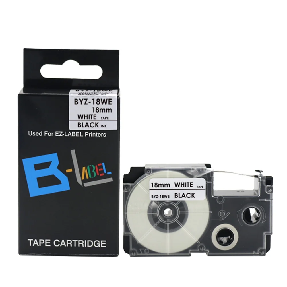 2 PK XR-18WE Black on White 18mm 8m Label Tape Compatible for KL-7000 7200 750 