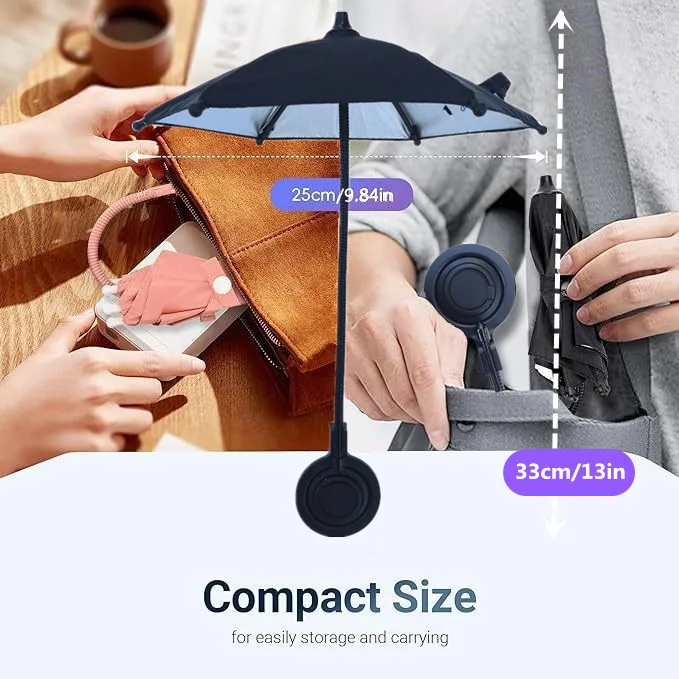 Magnetic Phone Umbrella Outdoor Phone Sun Shade Shield with Flexible Rotatable Phone Ring for iPhone for Magsafe Anti-Glare