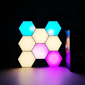 Tuya WIFI App Controlled Hexagon Lights 2021 New DIY Geometric Modular Assembled RGB Aurora Night Light Work With Alexa Google