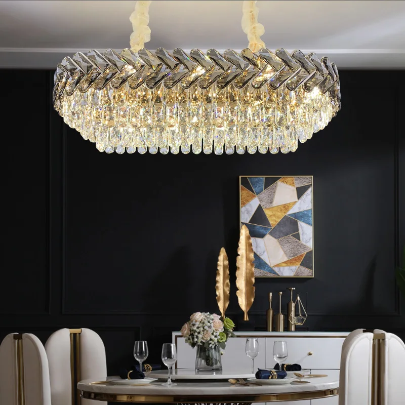 Modern Luxury Gold K9 Crystal Pendant Light Luxurious Crystal Hanging Lamp Ceiling Deckenleuchte for Living Room