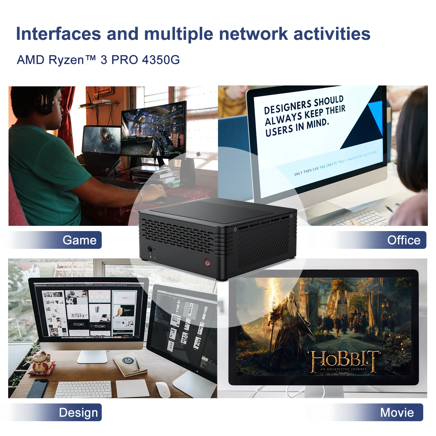 최신 미니 PC X400 코어 12 스레드 AMD Ryzen5 PRO 4650G Radeon