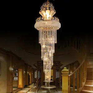 Customize Indoor Decoration Villa Staircase Gold Large Decorative Luxury Crystal Chandeliers for Hotels