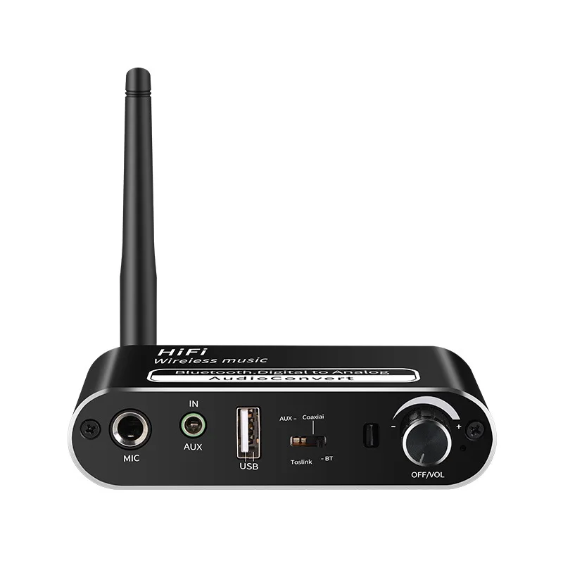 T02 Multifunction Home Audio DAC Bluetooth 5.1 Receiver Adapter With MIC Aux RCA Optical Coaxial Input Output