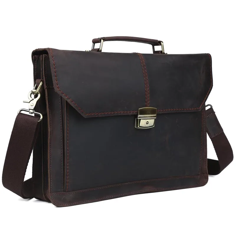 Tiding Factory Price Mens Top Genuine Leather Business Briefcase Combination Locks Tote Bag