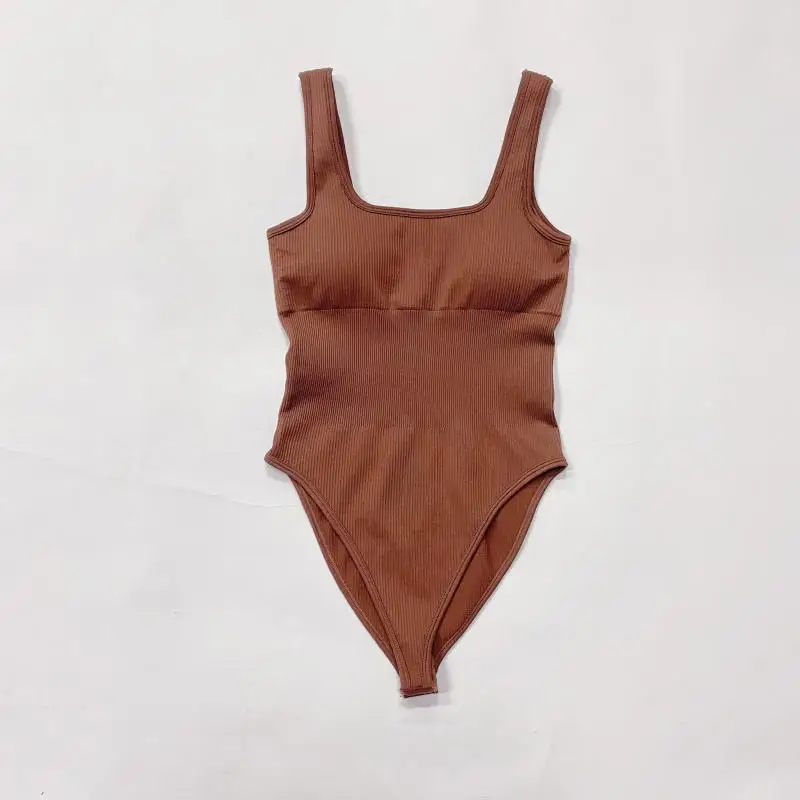 Women Long Sleeve Belly Waist Shaping And Hip Lift Square Collar Wide Leg High Elastic Jumpsuit
