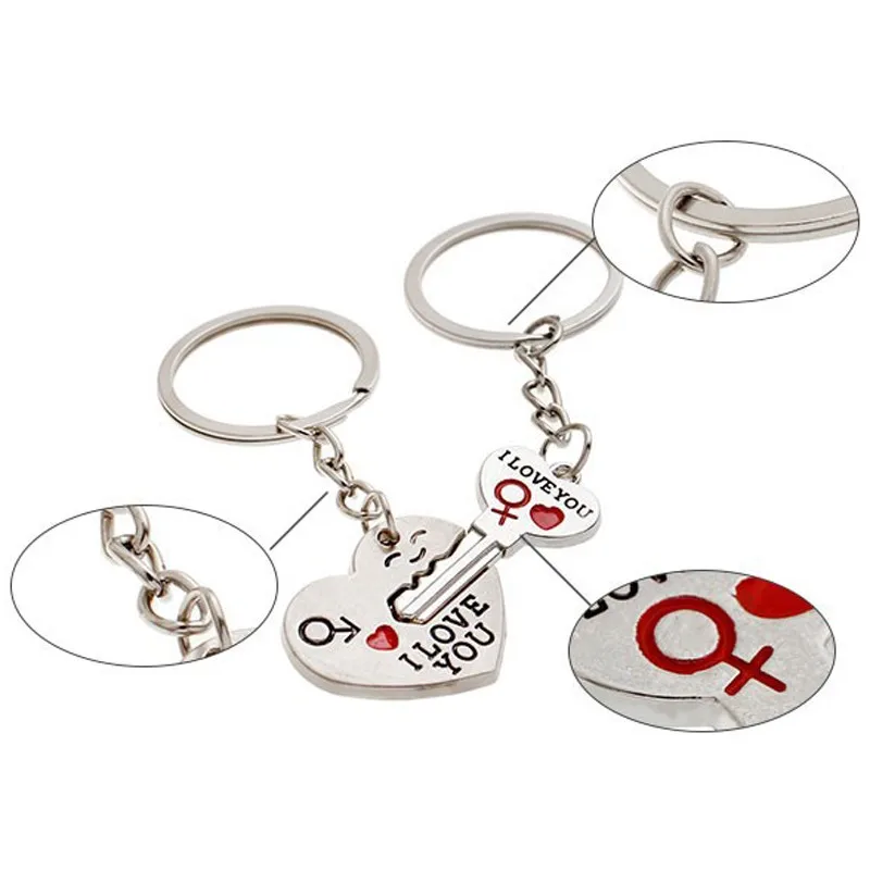 Wholesale Fashion I Love You Key Chain Lovers Ring Couples Keychain Gift Jewelry 