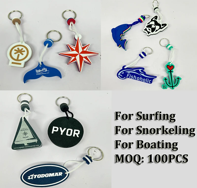 Eva Nbr Pu Foam Floating Keychain Fluorescent Boat Key Ring Swimming