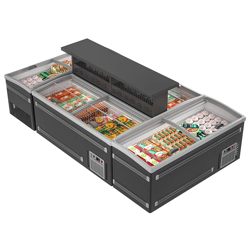 Supermarket Meat Type Island Chiller Chest Freezer Commercial