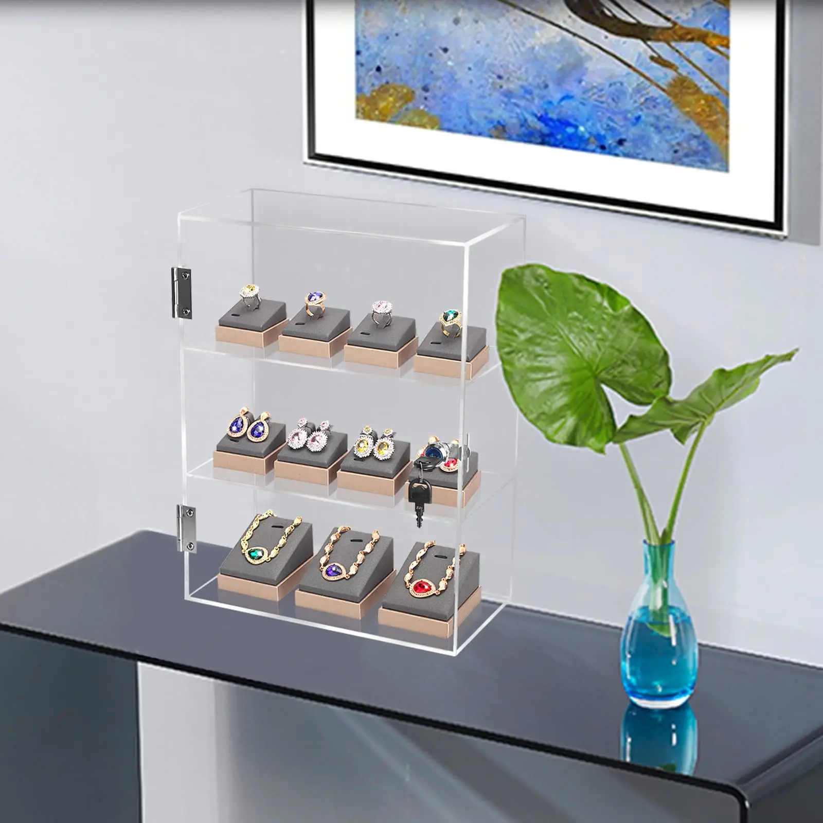 3-Layer Acrylic Display Cabinet, Display Collectible Dolls with Lock ...