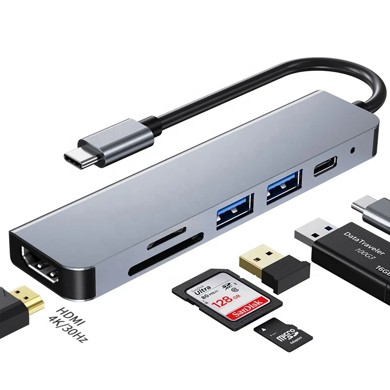 Multiport Docking Station Adapter 4 5 6 8 7 8 in 1 Type C to 4k hdmi SD TF Ethernet USB Type C Hubs