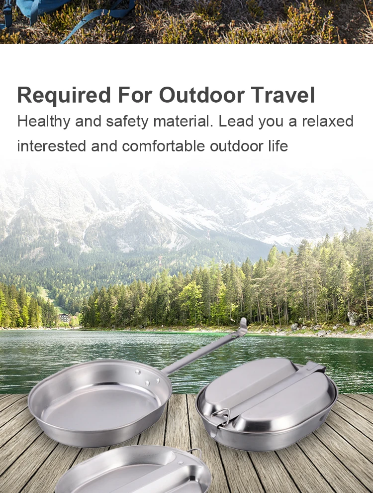 Factory Direct Sale Lightweight Camping Hunting Hiking Outdoor Camping Mess Tin 304Stainless Steel Lunch Box Hot With Lid supplier