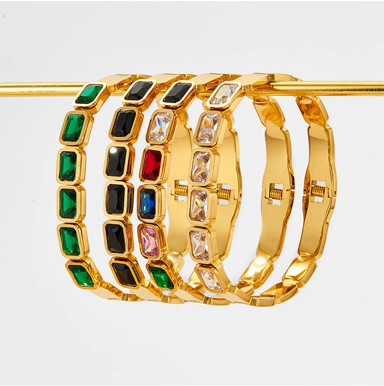 Ins Fashion Jewelry Stainless Steel Gold Plated Zircon Stone Classic