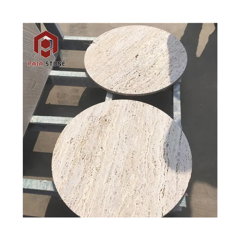 High Quality Factory Supply Round White Travertine Marble Slab Table Top