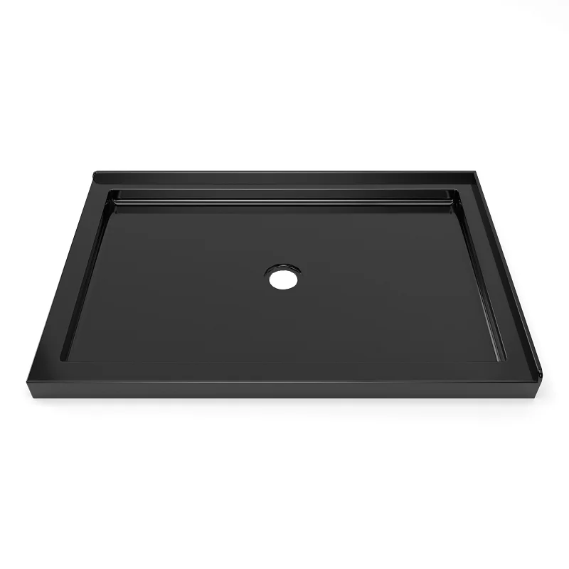 Customized Size Rectangular Bathroom Solid Surface Shower Pan Slim Acrylic Black Shower Tray for Rv Hotel