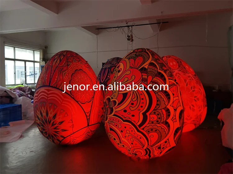 Colorful LED Lighted Inflatable Eggs Balloon for Easter Festival Holiday Advertising
