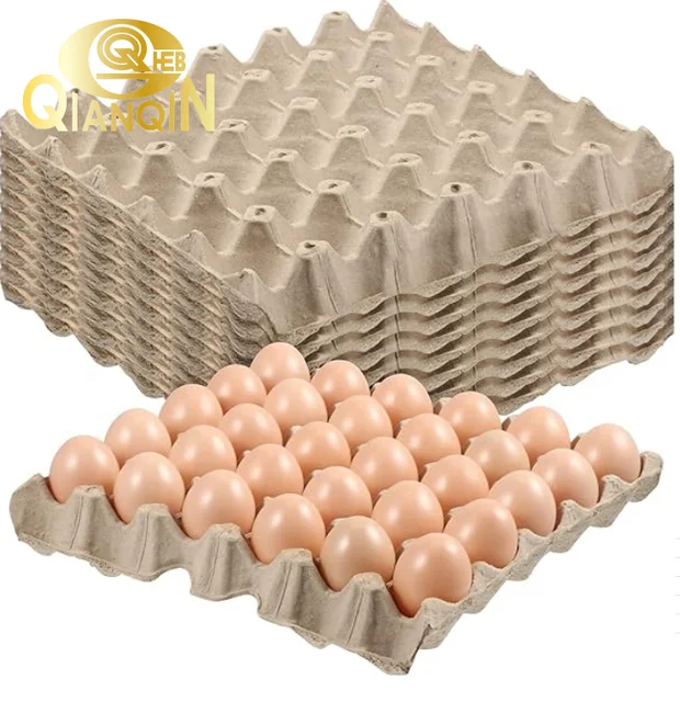 QQ Thickened and durable 30 cells paper egg trays molds supplier 30 chicken eggs packaging tray pulp