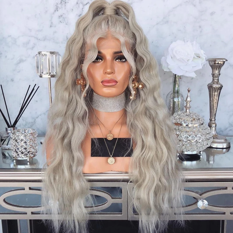 platinum grey lace front wig