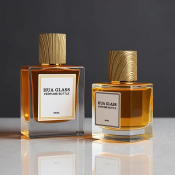 Manufacturer Custom Crimp Flat Square Perfume Spray Bottle 30ml 50ml 100ml Empty Glass Perfume Bottle With Magnetic Cap