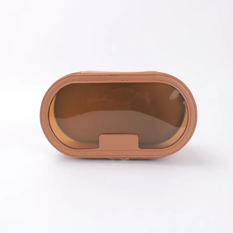 Women  PU Leather Liquid Brush TPU Clear Cosmetic Bag Set Travel  Makeup Bag Case with Handle manufacture