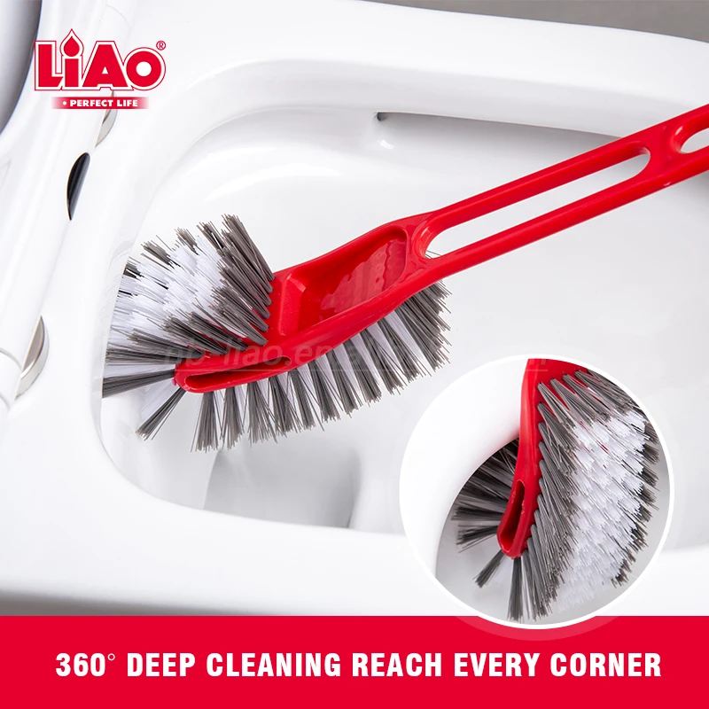 LiAo Multifunctional Large Plastic Toilet Cleaning Brush Easy-to-Use Long Handle for Home Bathroom Cleaning Durable PP Bristle