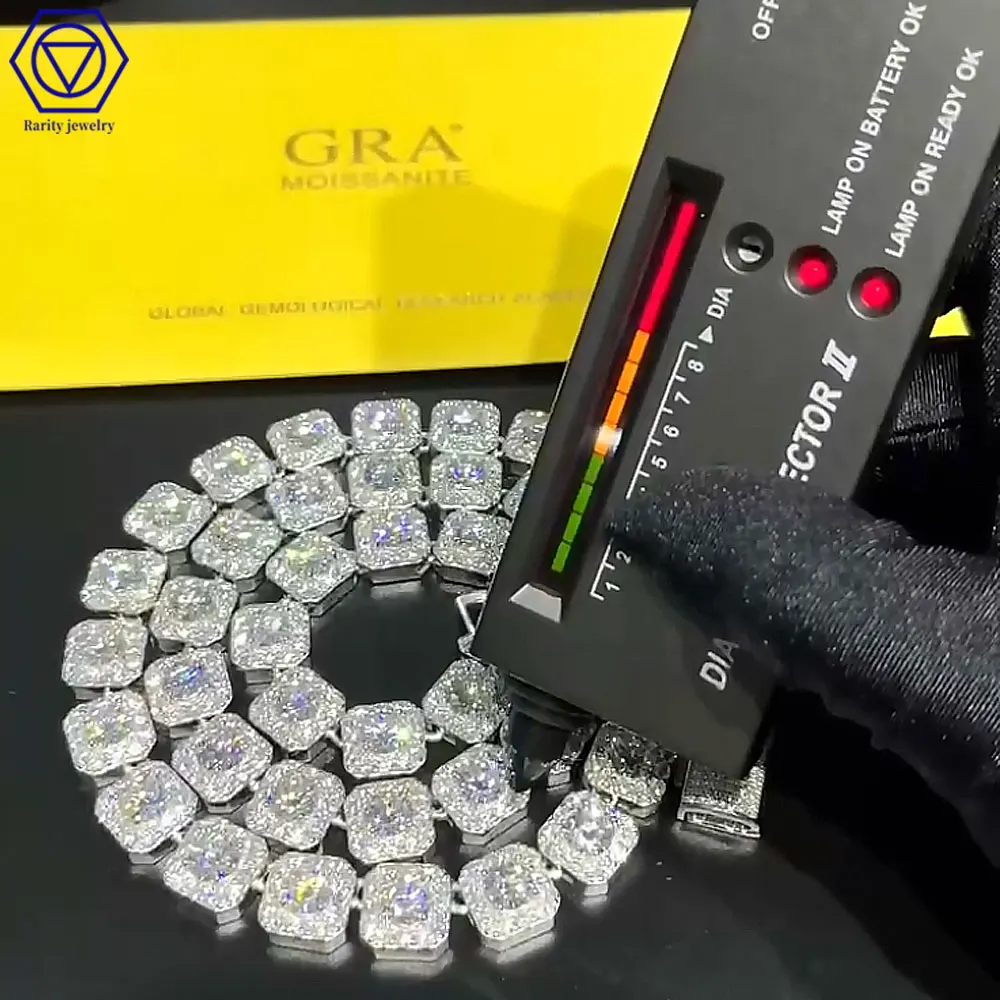 Princess Cut Moissanite Tennis Cluster Chain S925 Rock