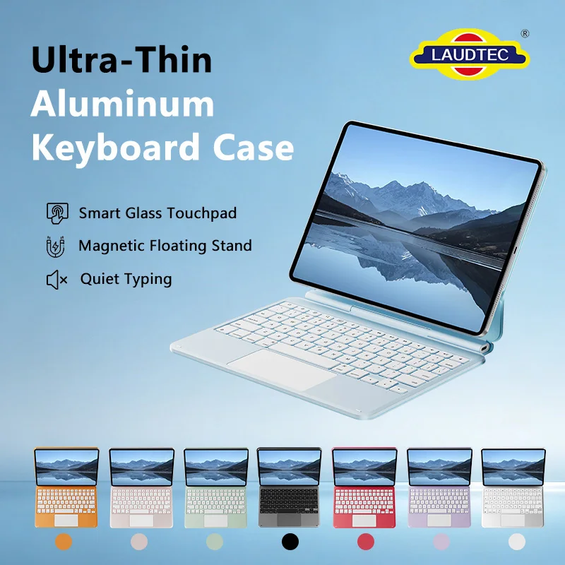 New Ultra Thin Blue Magnetic Rechargeable Keyboard with Glass Touchpad for for iPad Pro 11