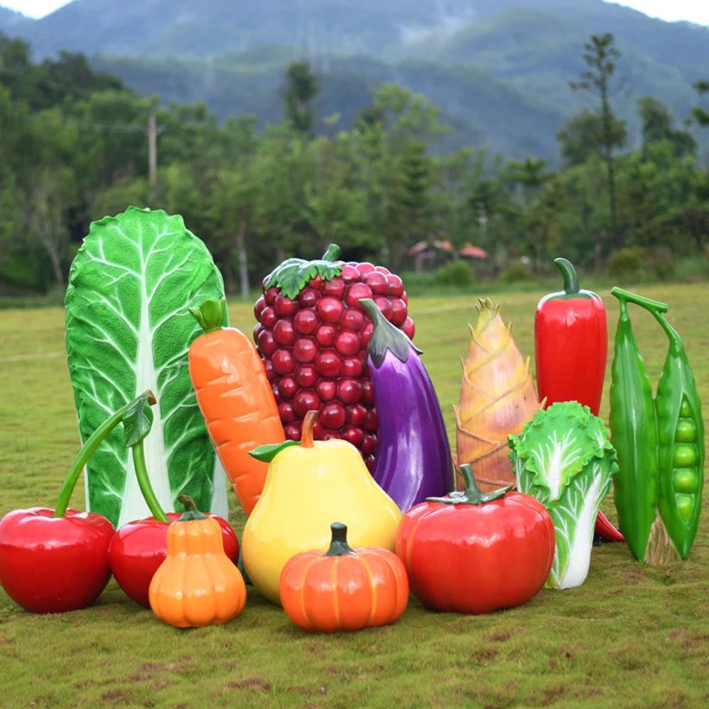 Outdoor Park Decor Fiberglass Cherry Statue Resin Fruit Sculpture For