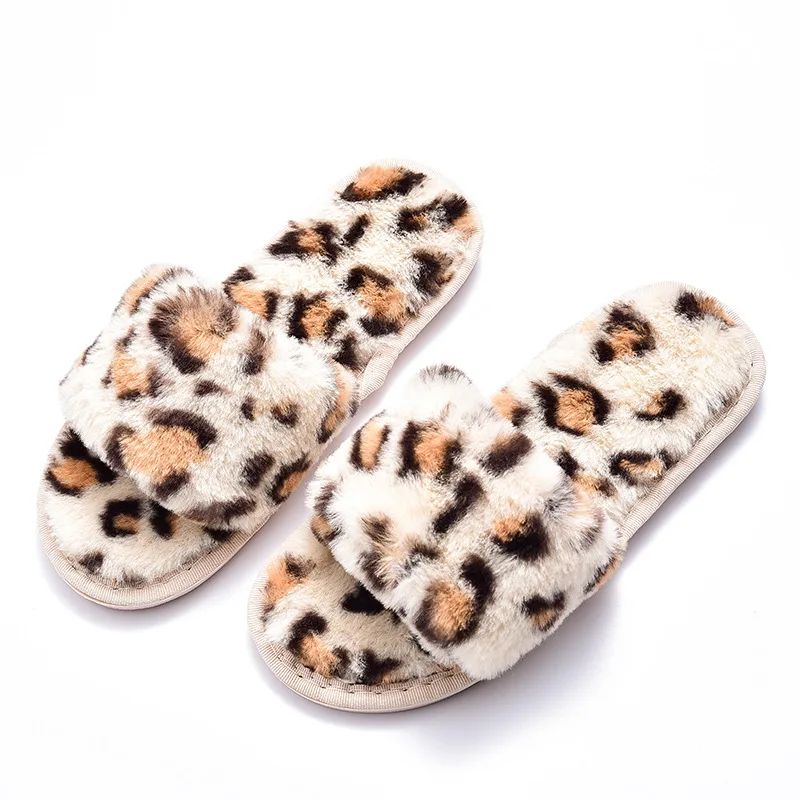 Women's Winter Slippers PU Warm Soft Plush Indoor Home Shoes Anti-Skid Safe 