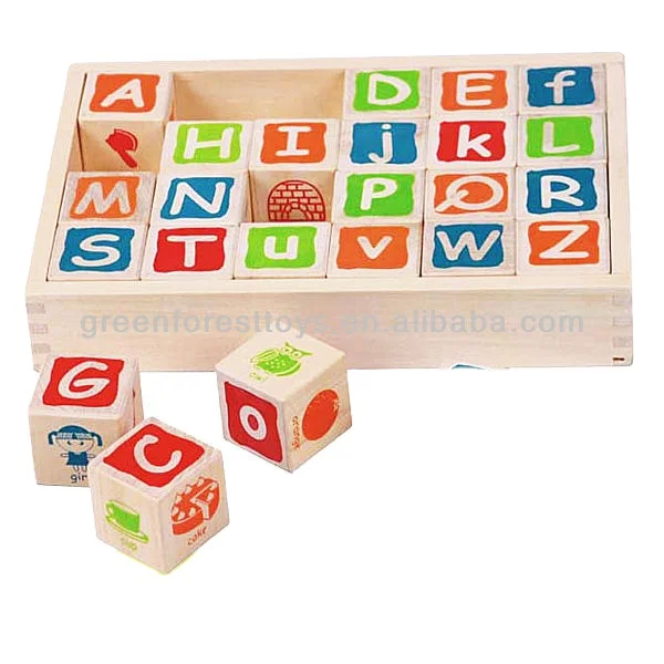 Wooden Letter & Number Block Cube Kid Baby Alphabet Literacy Educational Toy 