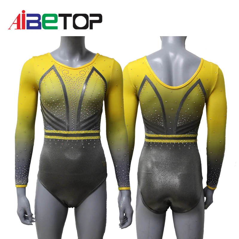 Custom Inked Mesh LS Round Neck Leotard Gymnastics - Lycra & Mesh main image 1